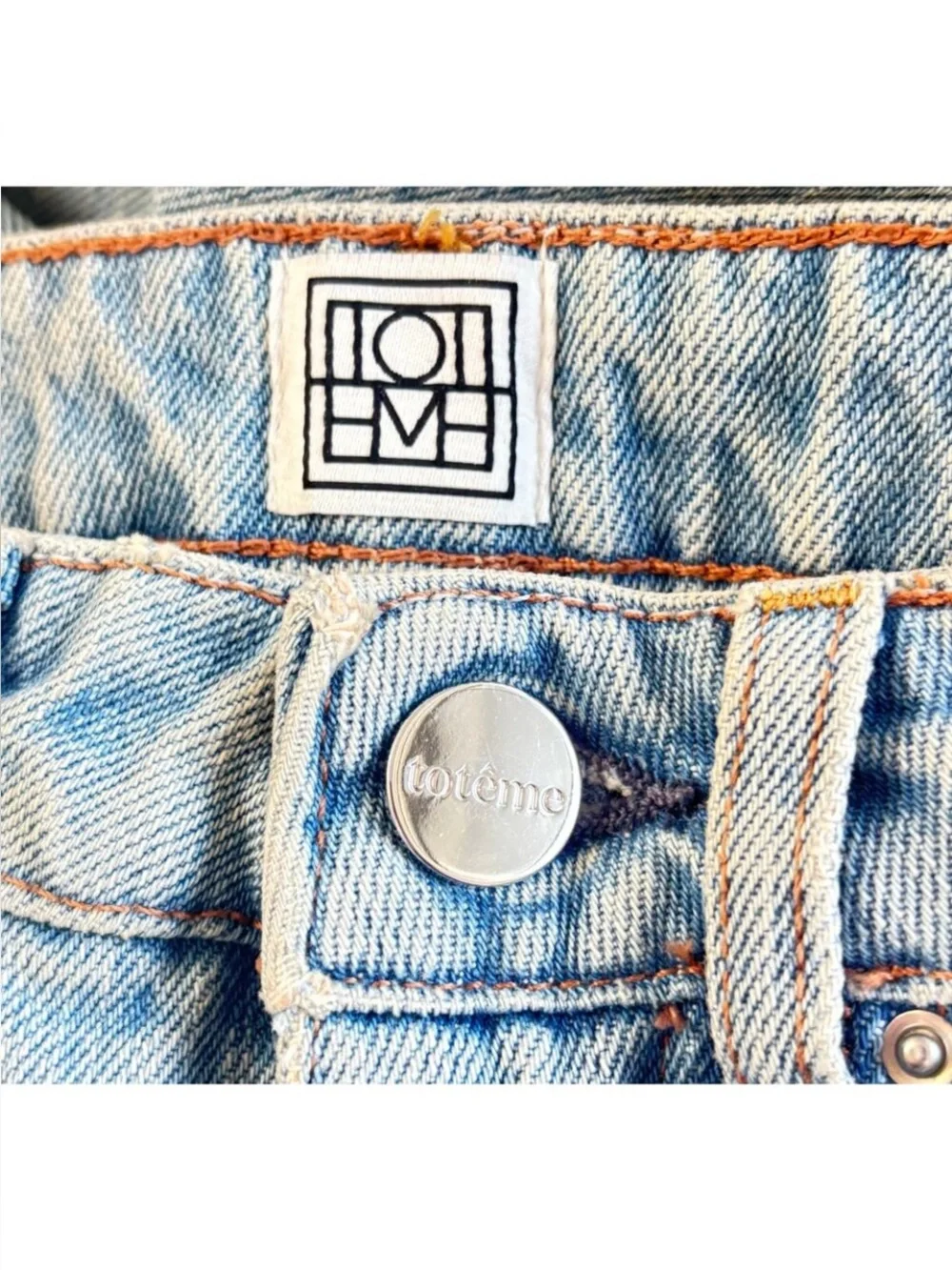Toteme Flair High Rise Wide Leg Light Blue Jeans, Size 25